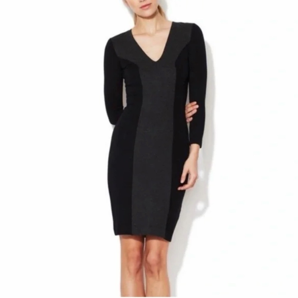French Connection Black and Gray Long Sleeve Dress form fitting size 10